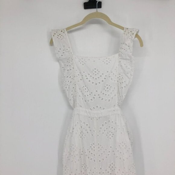 TopShop Broderie Anglaise white ruffle jumpsuit waist tie laser cutout floral 4 - Picture 10 of 16